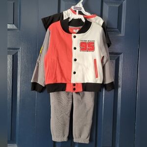 Disney Lightning McQueen Jacket, Shirt. And Pant Set